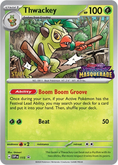 Thwackey (Prerelease) [Staff] 115 — Scarlet & Violet Promo
