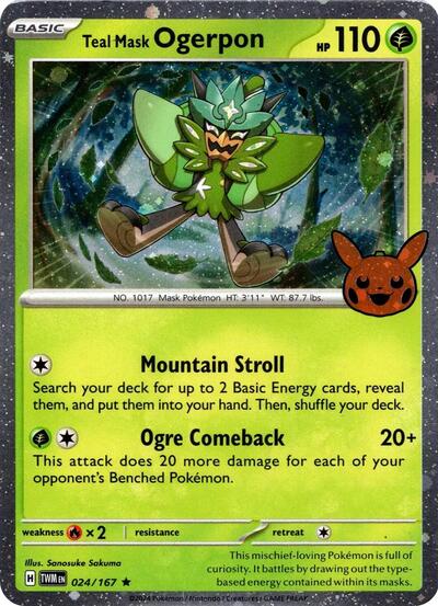 Teal Mask Ogerpon (Cosmos Holo) 024/167 — Trick or Trade BOOster Bundle 2024