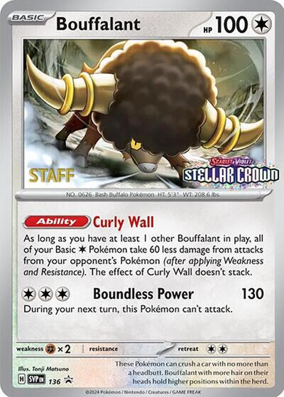 Bouffalant (Prerelease) [Staff] 136 — Scarlet & Violet Promo