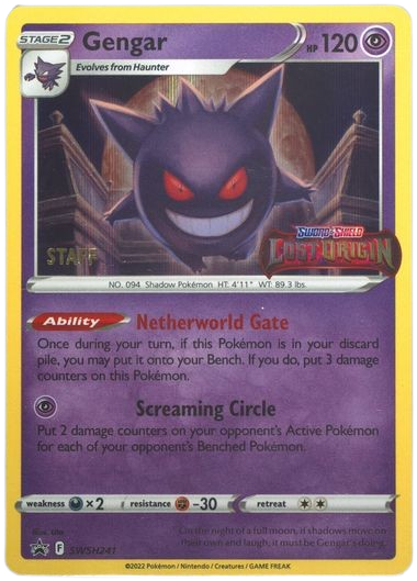 Gengar (Prerelease) (Staff) SWSH241 — Sword & Shield Promo