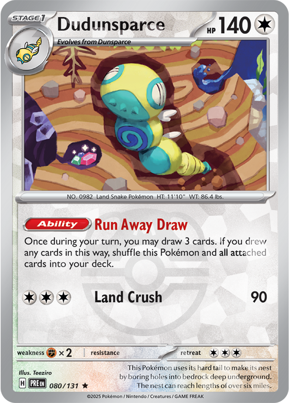 Dudunsparce (Master Ball Pattern) 080/131 — Prismatic Evolutions