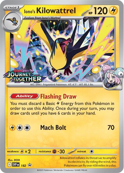 Iono's Kilowattrel (Prerelease) 182 — Scarlet & Violet Promo