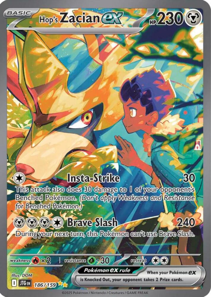 Hop's Zacian ex - 186/159 - Journey Together Pokemon - Collectr