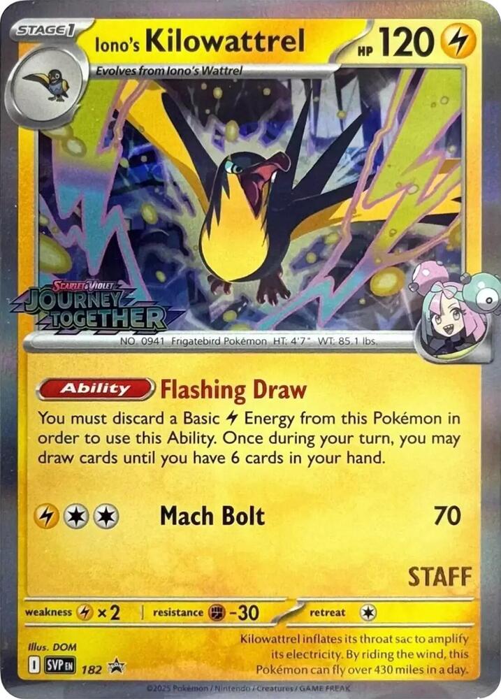 Iono's Kilowattrel (Prerelease) [Staff] 182 — Scarlet & Violet Promo