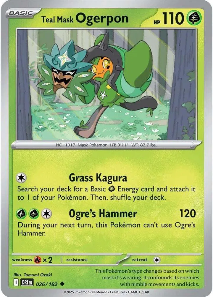 ogerpon pokemon card price Teal Mask Ex (211/167) you may attach a basic G Energy card from your hand to this Pokmon Teal Mask Ogerpon ex -