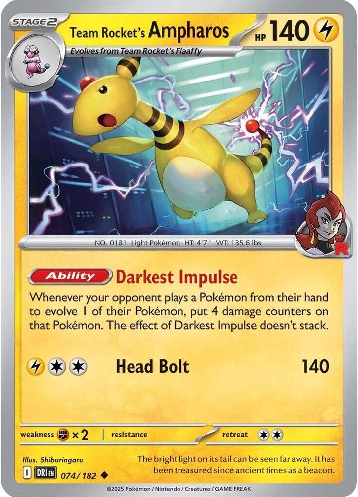 Team Rocket's Ampharos 074/182 — Destined Rivals