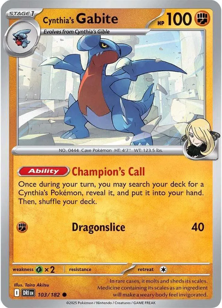 Cynthia's Gabite - 103/182 - Destined Rivals Pokemon - Collectr Cynthia's Gabite - 103/182 - Destined Rivals Pokemon - Collectr