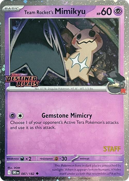 Team Rocket's Mimikyu (Prerelease Staff) 087/182 — Scarlet & Violet Promo