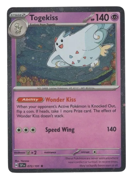 pokemon card togekiss VMAX 141/185 Colorless / 200 / Basic Attack 1 Togekiss V (full Art) Holo