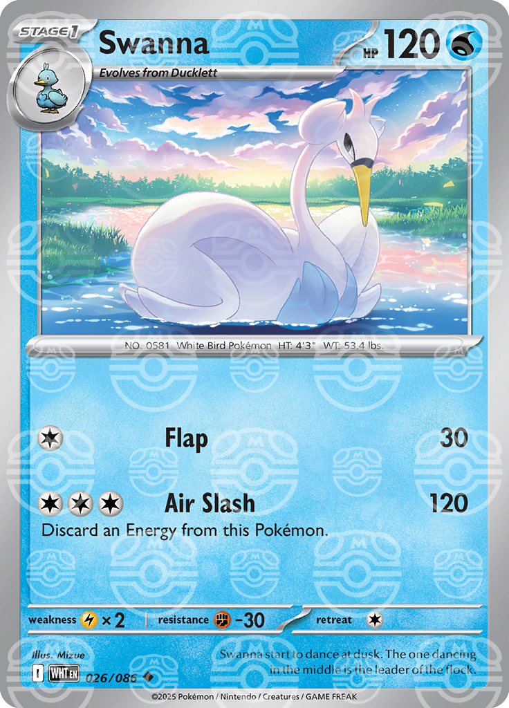 Swanna (Master Ball Pattern) 026/086 — White Flare