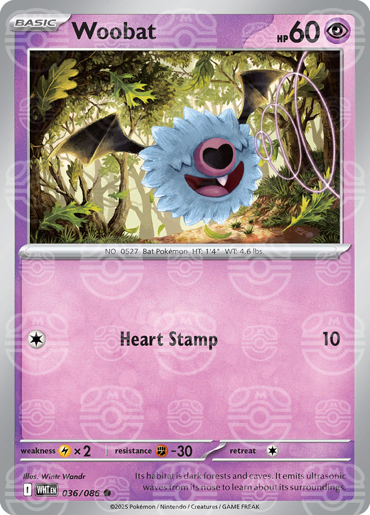 Woobat (Master Ball Pattern) 036/086 — White Flare