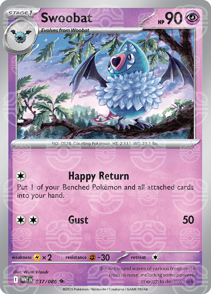 Swoobat (Master Ball Pattern) 037/086 — White Flare