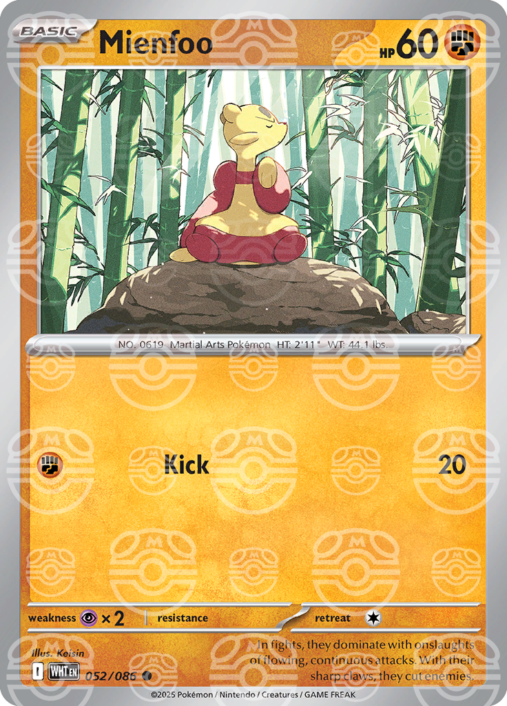 Mienfoo (Master Ball Pattern) 052/086 — White Flare