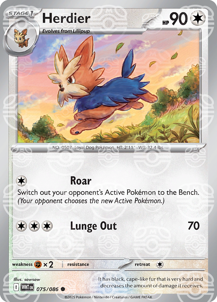 Herdier (Master Ball Pattern) 075/086 — White Flare