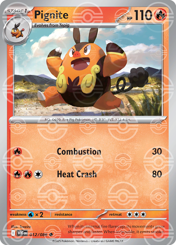 Pignite (Poke Ball Pattern) 012/086 — White Flare