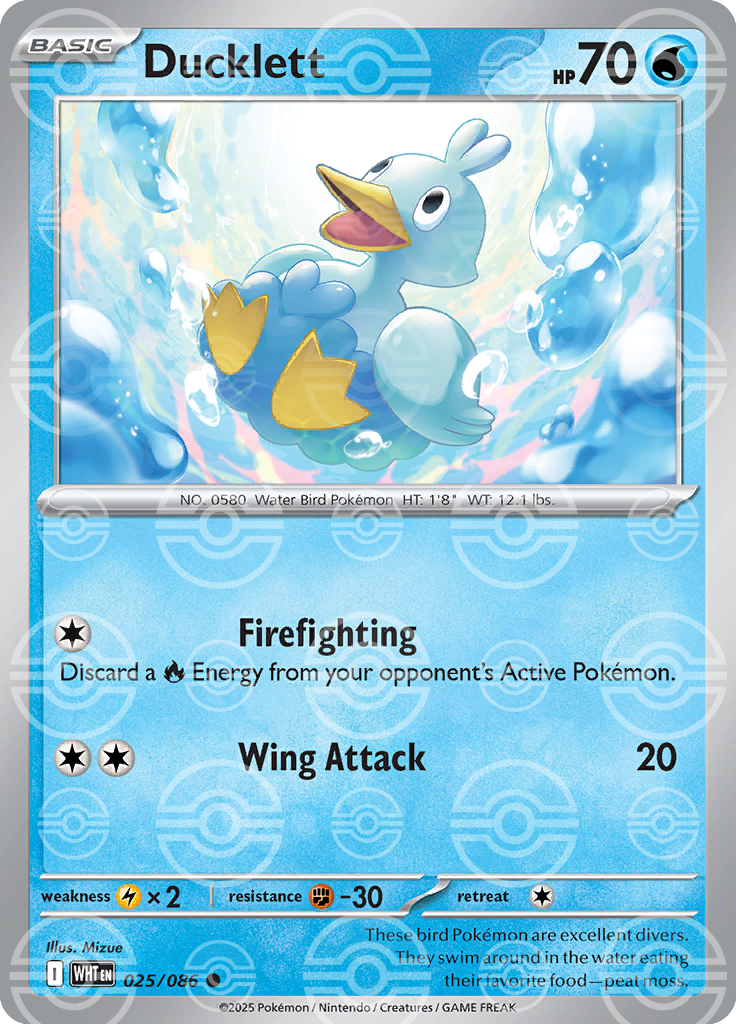 Ducklett (Poke Ball Pattern) 025/086 — White Flare
