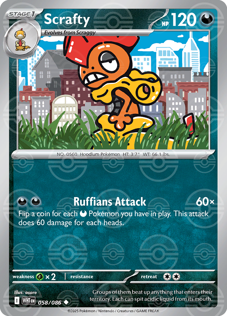 Scrafty (Poke Ball Pattern) 058/086 — White Flare