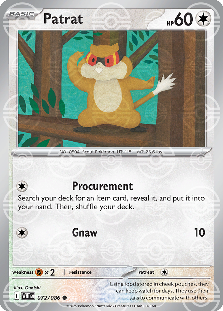 Patrat (Poke Ball Pattern) 072/086 — White Flare