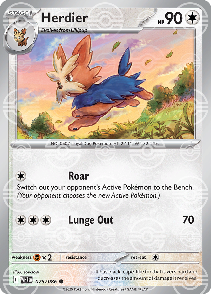 Herdier (Poke Ball Pattern) 075/086 — White Flare