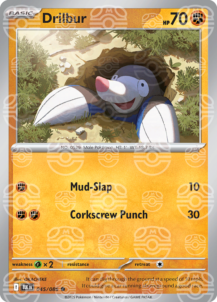 Drilbur (Master Ball Pattern) 045/086 — Black Bolt