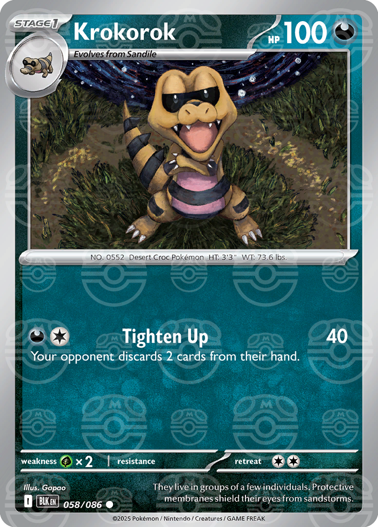 Krokorok (Master Ball Pattern) 058/086 — Black Bolt