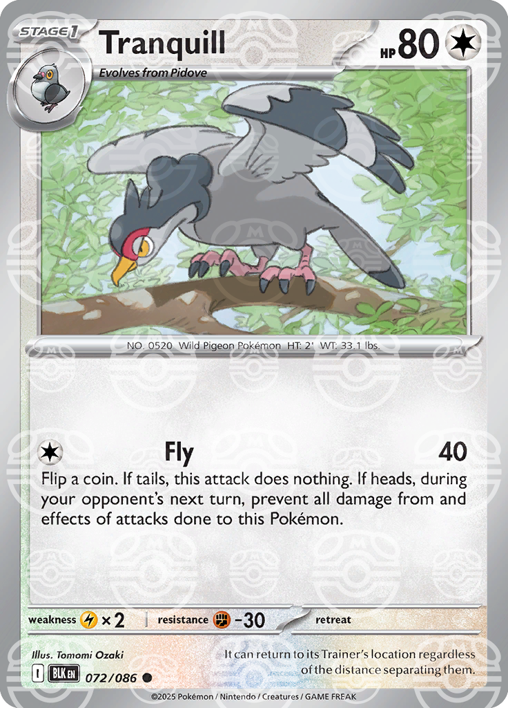 Tranquill (Master Ball Pattern) 072/086 — Black Bolt