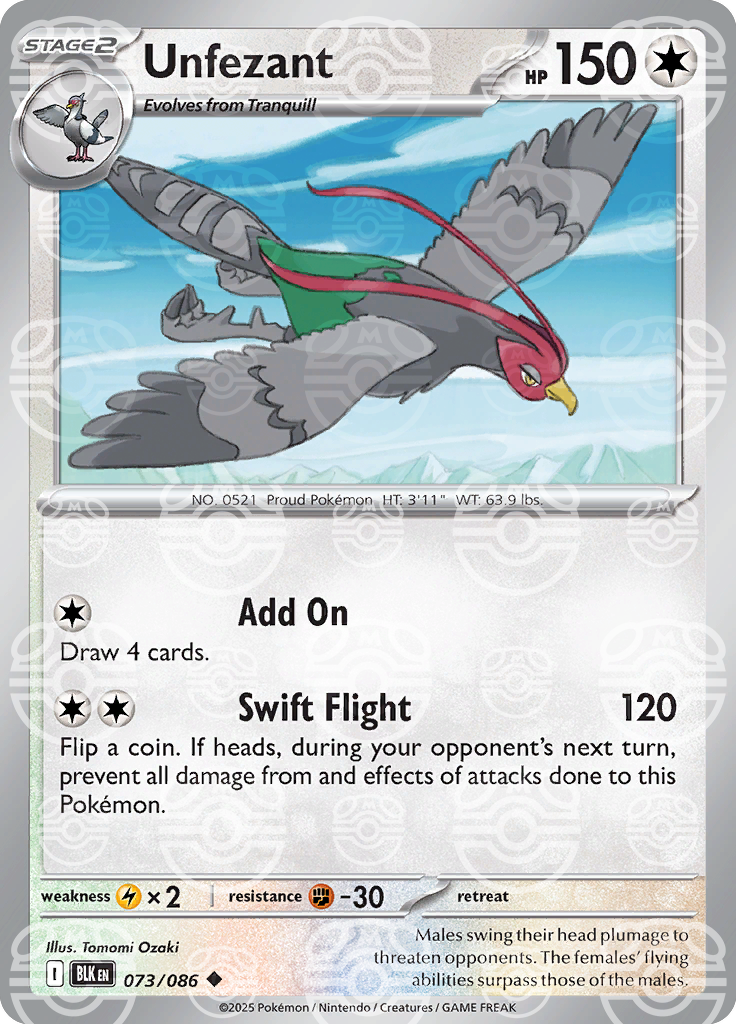 Unfezant (Master Ball Pattern) 073/086 — Black Bolt