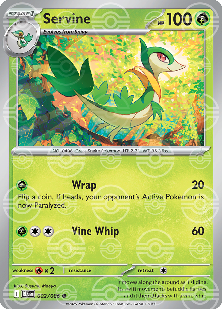 Servine (Poke Ball Pattern) 002/086 — Black Bolt