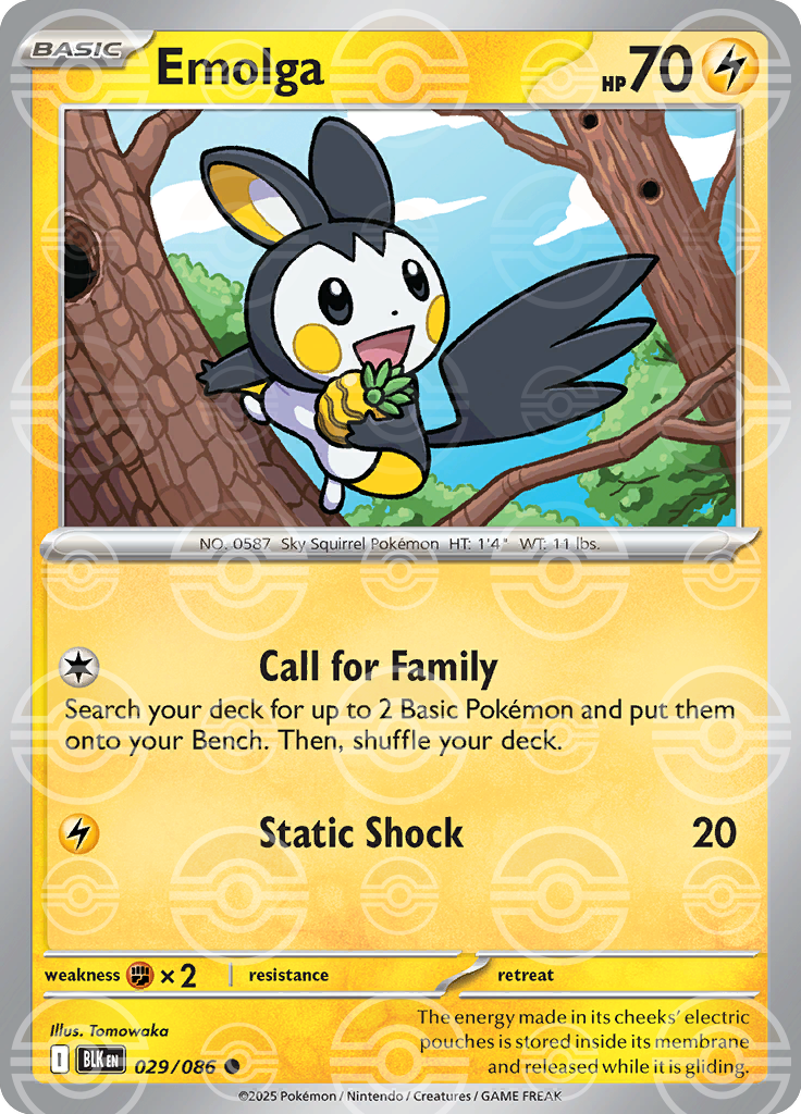 Emolga (Poke Ball Pattern) 029/086 — Black Bolt