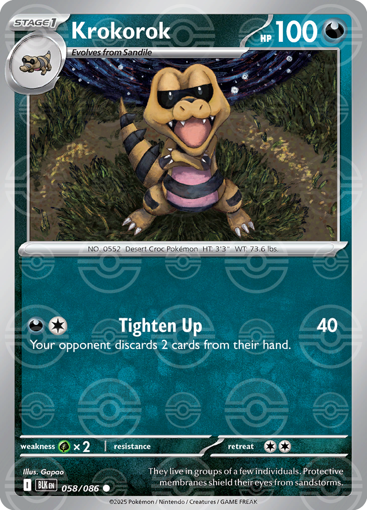 Krokorok (Poke Ball Pattern) 058/086 — Black Bolt