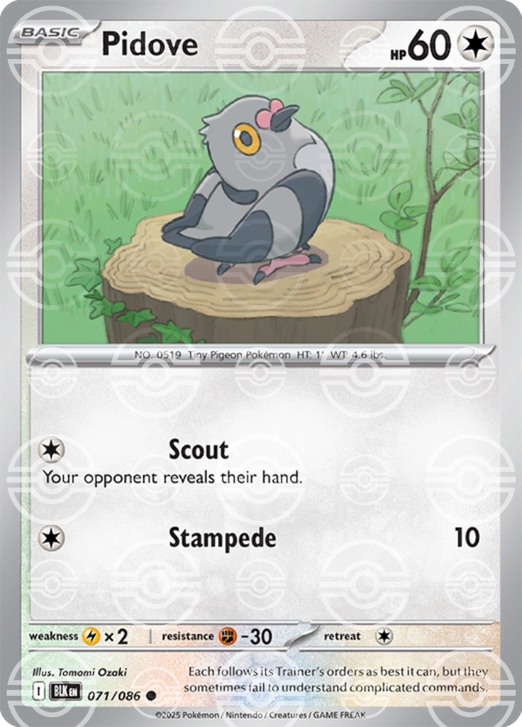 Pidove (Poke Ball Pattern) 071/086 — Black Bolt