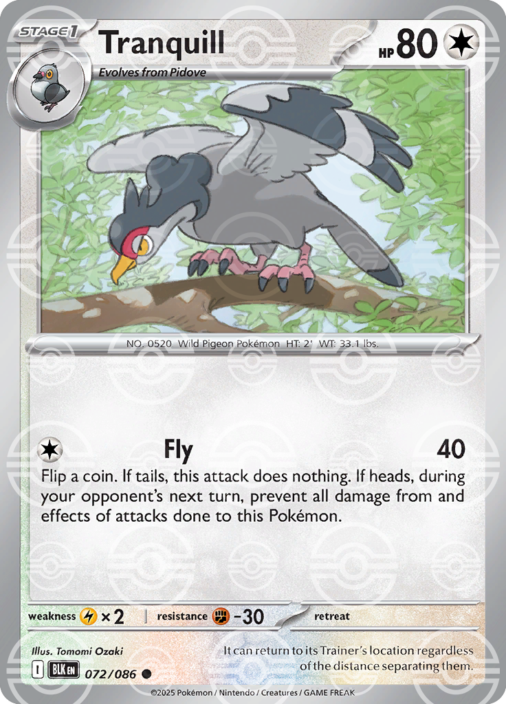 Tranquill (Poke Ball Pattern) 072/086 — Black Bolt
