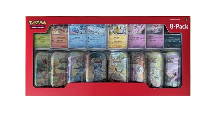 8 pack pokemon cards Scarlet and Violet (SV08) Surging Sparks Each tin contains 2 booster packs Pokemon Sword and Shield Lost