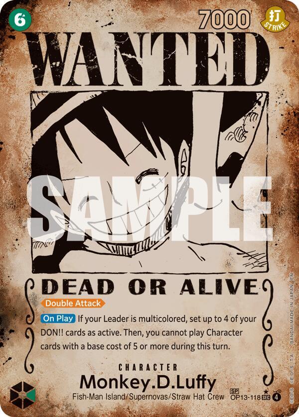 Monkey.D.Luffy (118) (Wanted Poster) - OP13-118 - Carrying On His