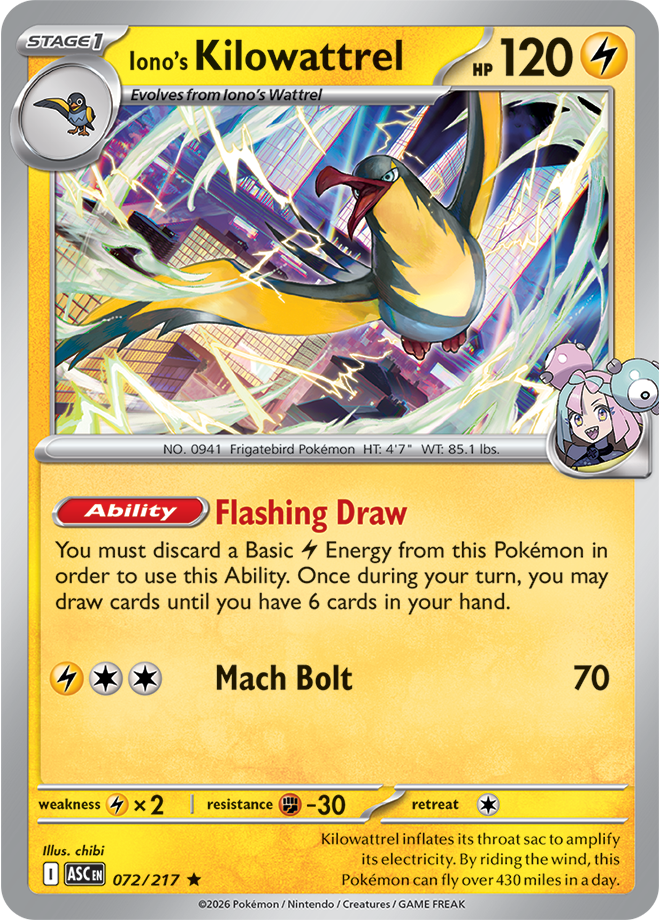 Iono's Kilowattrel 072/217 — Ascended Heroes