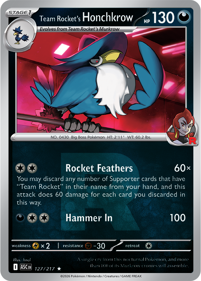 Team Rocket's Honchkrow (Team Rocket) 127/217 — Ascended Heroes