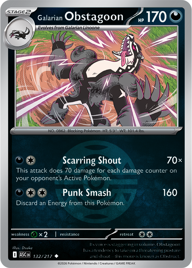 Galarian Obstagoon (Dusk Ball) 132/217 — Ascended Heroes