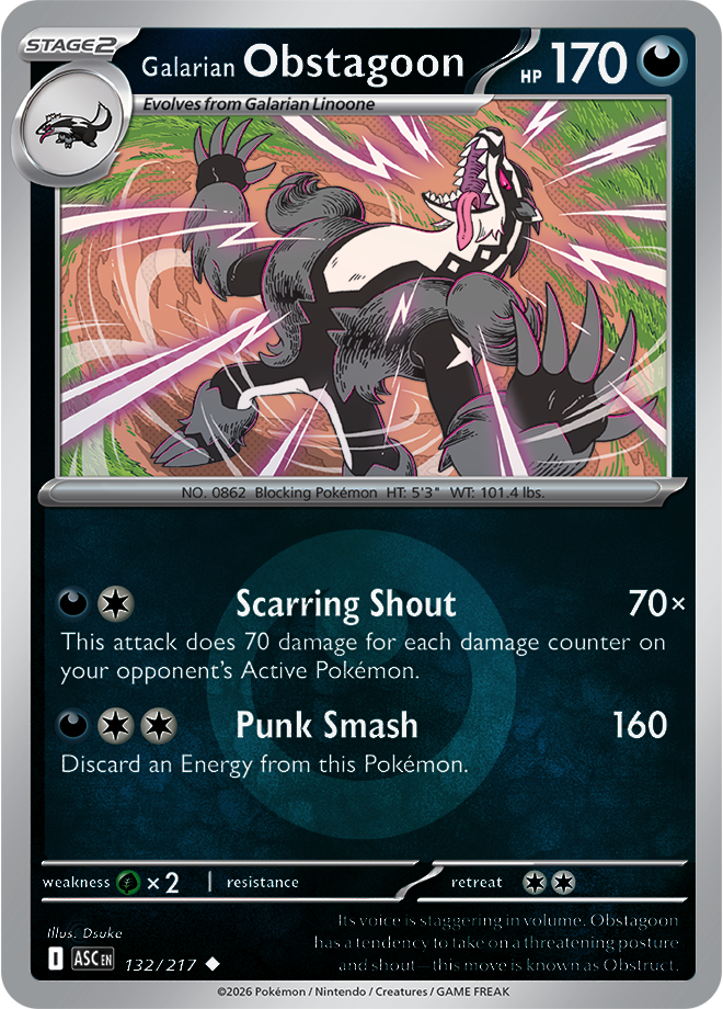 Galarian Obstagoon (Energy Symbol Pattern) 132/217 — Ascended Heroes