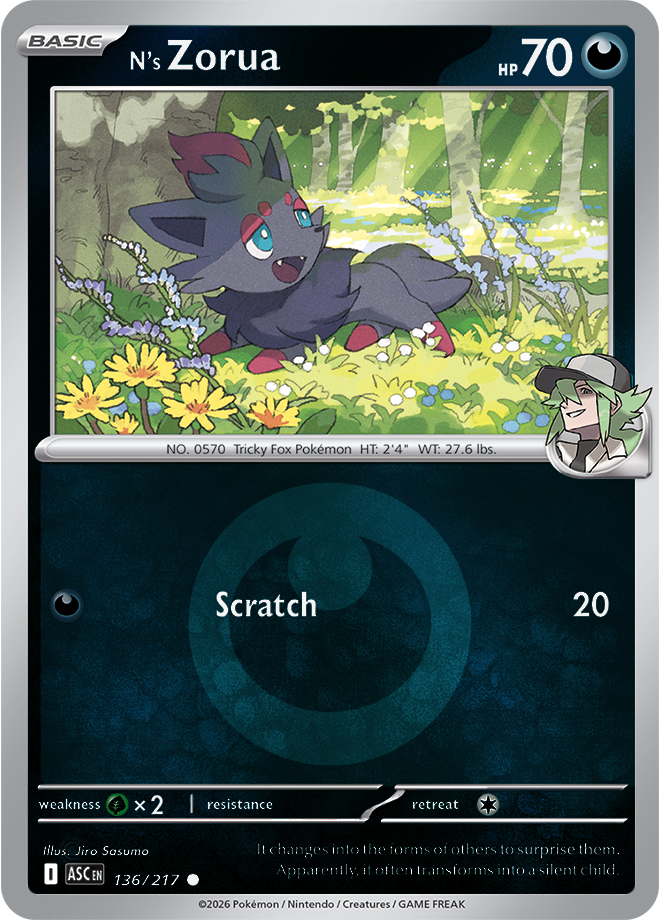 N's Zorua (Energy Symbol Pattern) 136/217 — Ascended Heroes