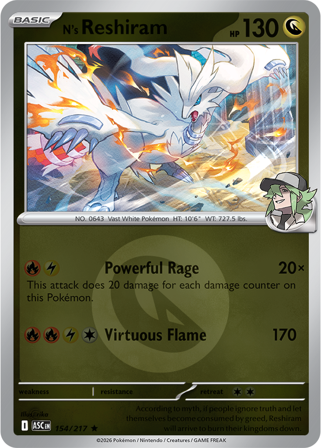N's Reshiram (Energy Symbol Pattern) 154/217 — Ascended Heroes