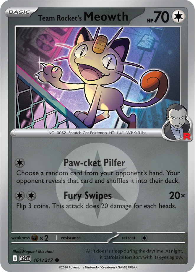 Team Rocket's Meowth (Energy Symbol Pattern) 161/217 — Ascended Heroes