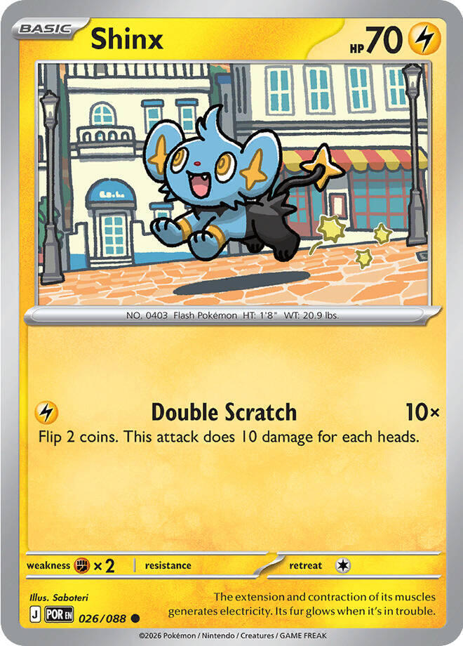 pokemon scratch cards TOMY Series 2 Shinx - 026/088 - Perfect