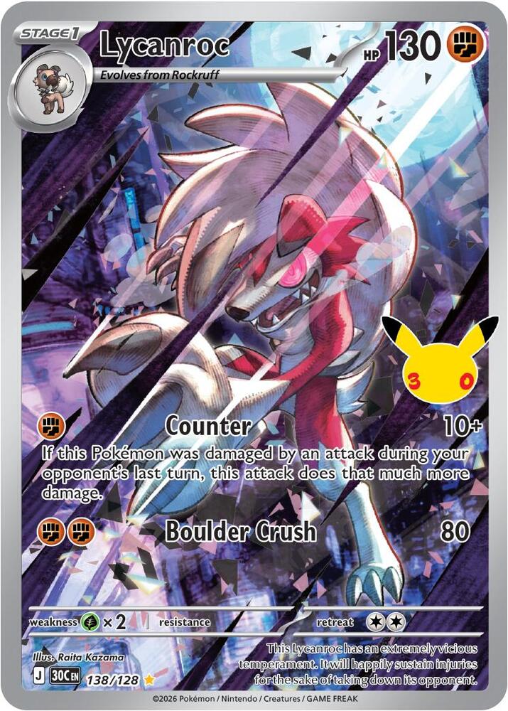 Lycanroc - 138/128 - 30th Celebration Pokemon - Collectr