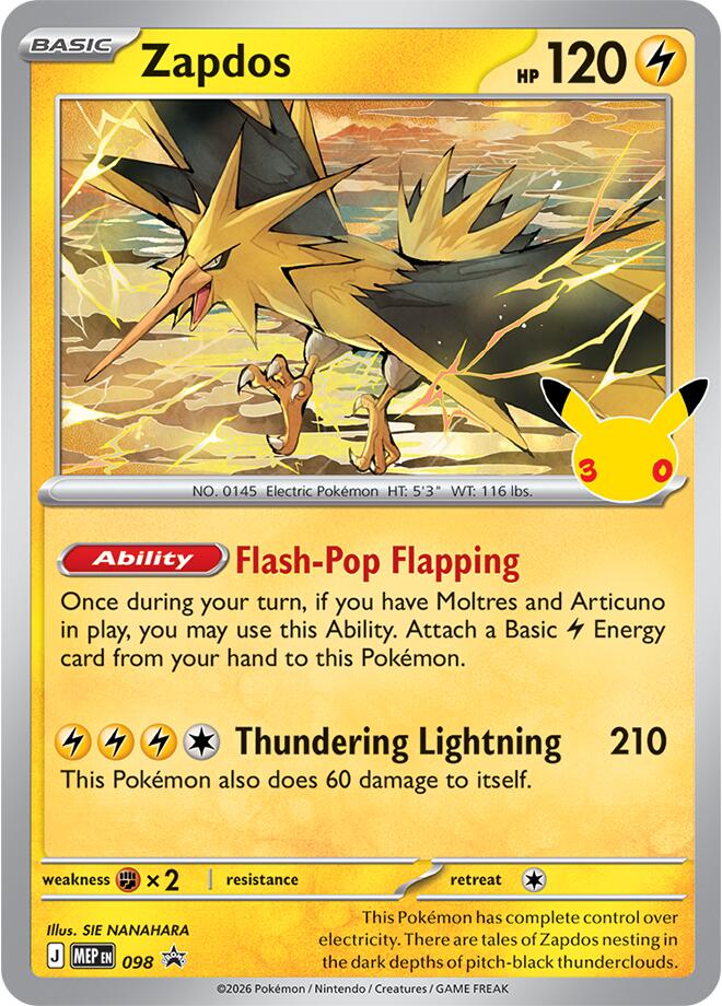 Zapdos - 098 (30th Celebration) 098 — Mega Evolution Promos